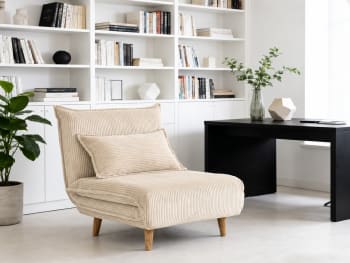 Beige Convertible Accent Sofa Bed 191cm
