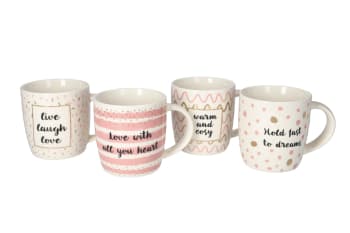 Porcelain Printed Mugs 4pcs 360ml