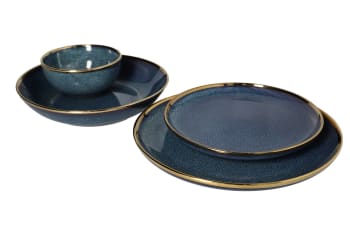 Indigo &amp; Gold Rimmed Dinner Plate 10inch