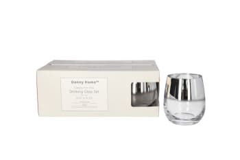 Clear &amp; Silver Tumbler Glasses 6Pcs - default