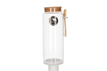 Glass Jar With Cork Lid &amp; Tea Spoon 1600ml