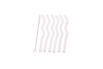 Reusable Glass Straws &amp; Cleaning Brush 7pcs - default