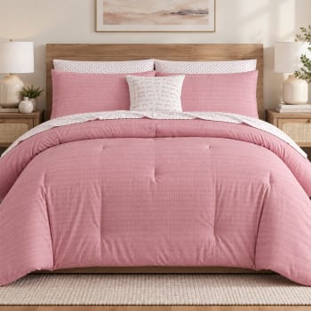 8pcs Pink &amp; White (I Love you) KING Comforter Set