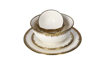 Round White &amp; Gold Dinner Plate 16.7cm - default
