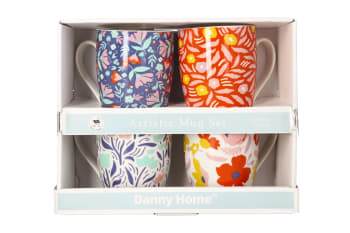  Ceramic Artistic Mugs 4pcs 10.5cm