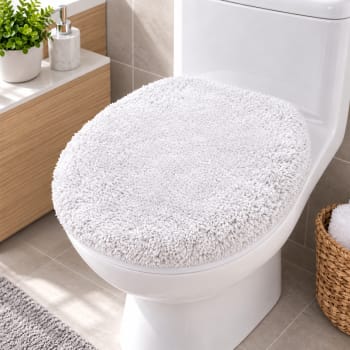 White Plush Toilet Lid Cover 50cm