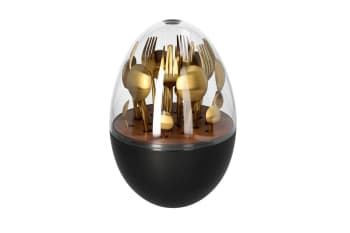 Gold Egg Shaped 24pcs Cutlery Set  - default