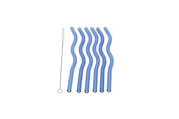Reusable Glass Straws &amp; Cleaning Brush 7pcs - default
