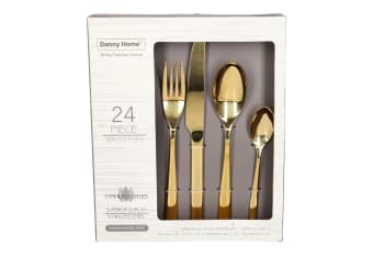 24 Piece Gold Stainless Steel Cutlery Set - default