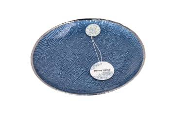 Blue &amp; Silver Rimmed Dinner Plate 27cm