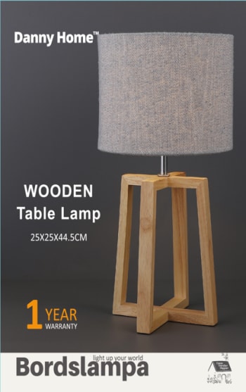 Grey Wooden Table Lamp 44.5cm