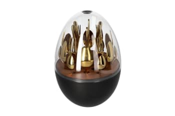 Gold Egg Shaped 24pcs Cutlery Set  - default