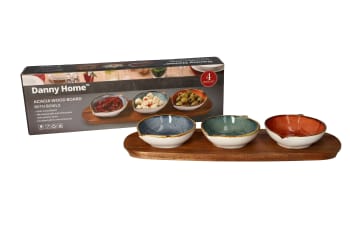 Acacia Wood Board With Sauce Bowls - default