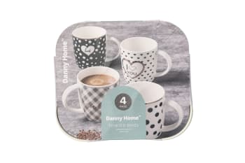 Porcelain Printed Mugs 4pcs 360ml