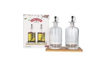 Oil &amp; Vinegar Glass Bottle &amp; Stand Set 3pcs 500ml  - default