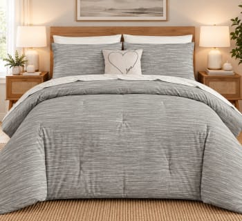 8pcs Grey &amp; Cream (Love) KING Comforter Set