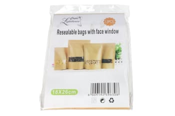 Cape Lighthouse Kraft Paper Resealable Packaging Bags /Pouches With Face Window 18X26cm 12pcs