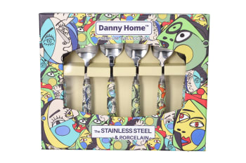 Stainless Steel &amp; Porcelain Tea Spoon Set - default
