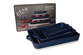 Rectangular Ceramic Casserole Set 3pcs - default