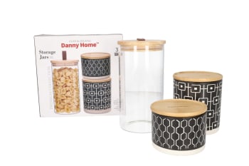 Glass &amp; Ceramic Canister Set 3pcs