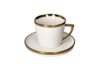 Golden Rim Cup and Saucer Set 2pcs