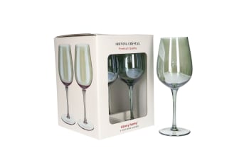 Green Crystal 4 Pcs Wine Glasses 22cm