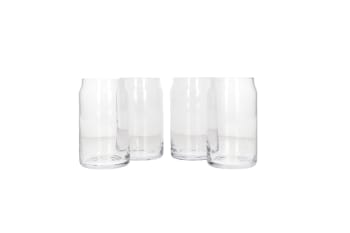 Glass Can Shaped Tumbler Glasses 4pcs 7.7cm