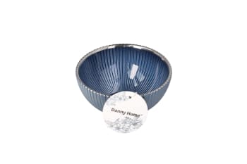 Blue &amp; Silver Rimmed Bowl 13cm