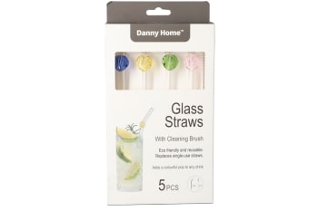 Reusable Glass Straws &amp; Cleaning Brush 5pcs - default