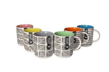 Two-Toned Tribal Tea Mug 6pcs 13cm