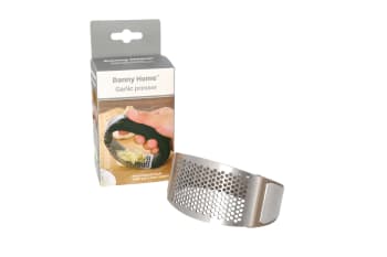  Silver &amp; Taupe Garlic Presser 10.5cm