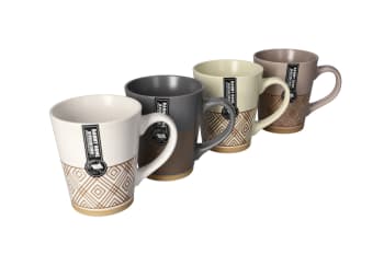  Two Toned Geometric Mug 4pcs 13cm