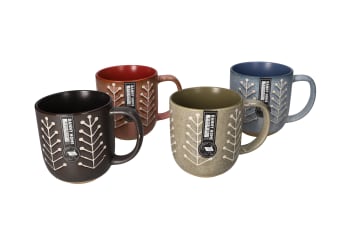 Ceramic Tribal Tree Tea Mug Set 4pcs 12.5cm