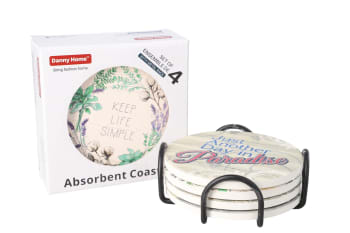 Absorbent Coasters with Rack 10.2cm 4pcs - default