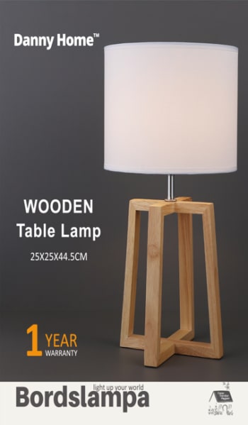 White Wooden Table Lamp 44.5cm