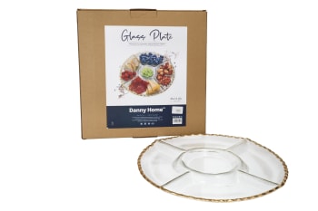 5 Grid Glass Serving Platter 33.2cm - default