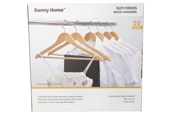Brown Wood Hanger Set 20pcs 44.4cm - default