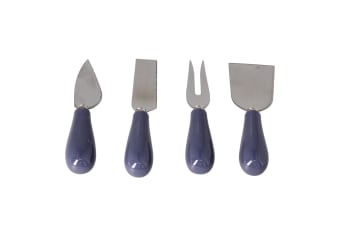 4 Pcs Blue Porcelain Cheese Knife Set  