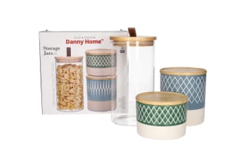 Glass &amp; Ceramic Canister Set 3pcs - default