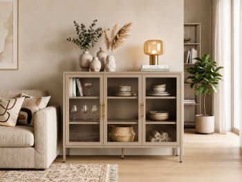 Metal Glass Door Storage Cabinet 120cm