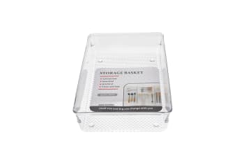 Clear Rectangular Plastic Cutlery Storage Drawer Organizer 23cm