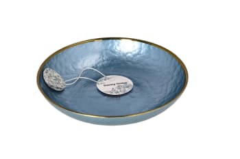 Blue &amp; Gold Rimmed  Bowl 20.5cm