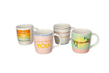 Porcelain Printed Mug Set 4Pcs 360ml - default