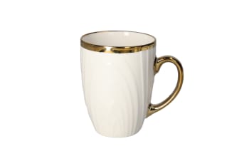Golden Rim Ceramic Tea Mug 12cm