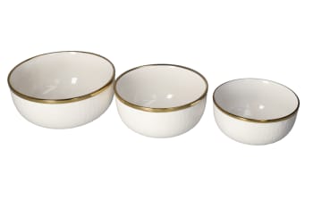 Round White &amp; Gold Dessert Bowl 13cm - default