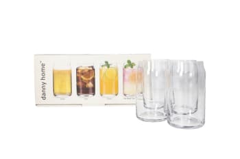 Glass Can Shaped Tumbler Glasses 4pcs 7.7cm