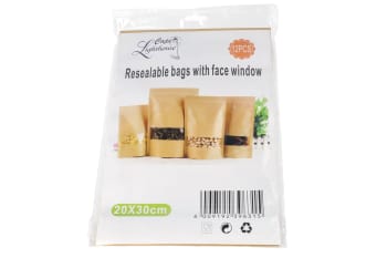 Cape Lighthouse Kraft Paper Resealable Packaging Bags /Pouches With Face Window 20X30cm 12pcs