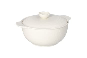 White Round Casserole With Lid &amp; Handles 11.5 Inch  - default