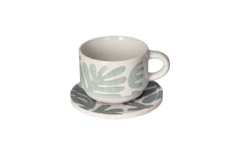 Ceramic Tea Cup and Coaster Set 12pcs 230ml