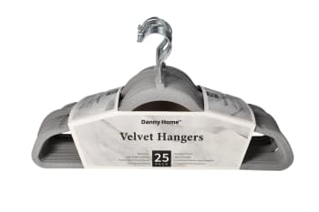  Black Velvet Clothes Hanger 25pcs 44.7cm - default